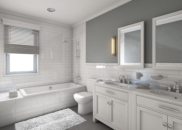 beautiful white and grey bathroom
